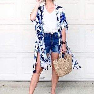MOSS ROSE Women's Kimono Style Beach Cover Up with Bohemian Floral Print
